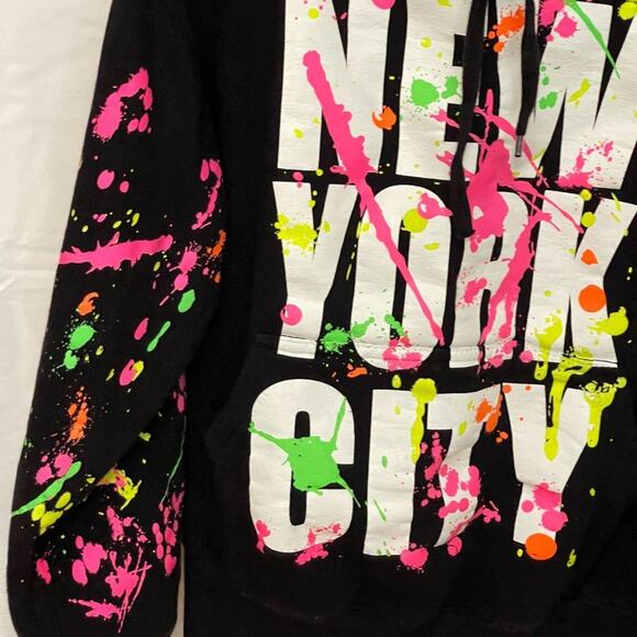Popular Sport Black Graffiti New York City Paint Splash Hoodie Sweatshirt Small - Picture 4 of 9